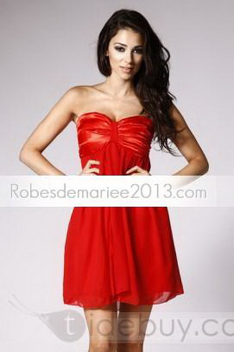 robe-bustier-rouge-courte-71-16 Kort röd axelbandslös klänning
