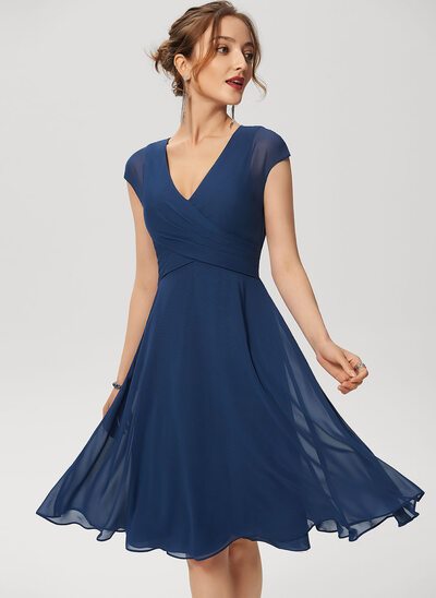 Royal blå chiffong klänning