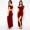 Röd lång split klänning