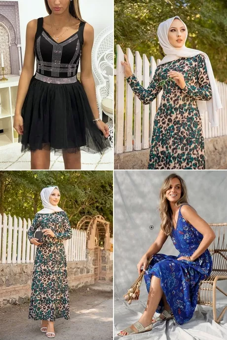 Billiga mid-length utsvängda klänning