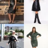 Kvinnors imitation läder klänning