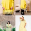 Plus size gul klänning